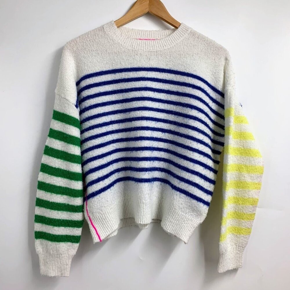 Sundry Women's Striped Crew Neck Long Sleeve Pullover Sweater Size 1/S